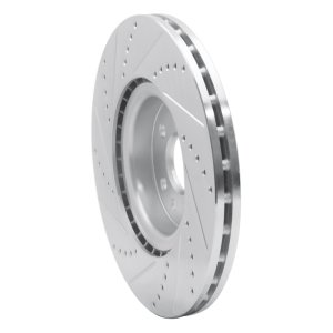Volvo S60 Brake Rotor (1) - Front Right - R1 Concepts - Drilled & Slotted - Silver - `07-`16